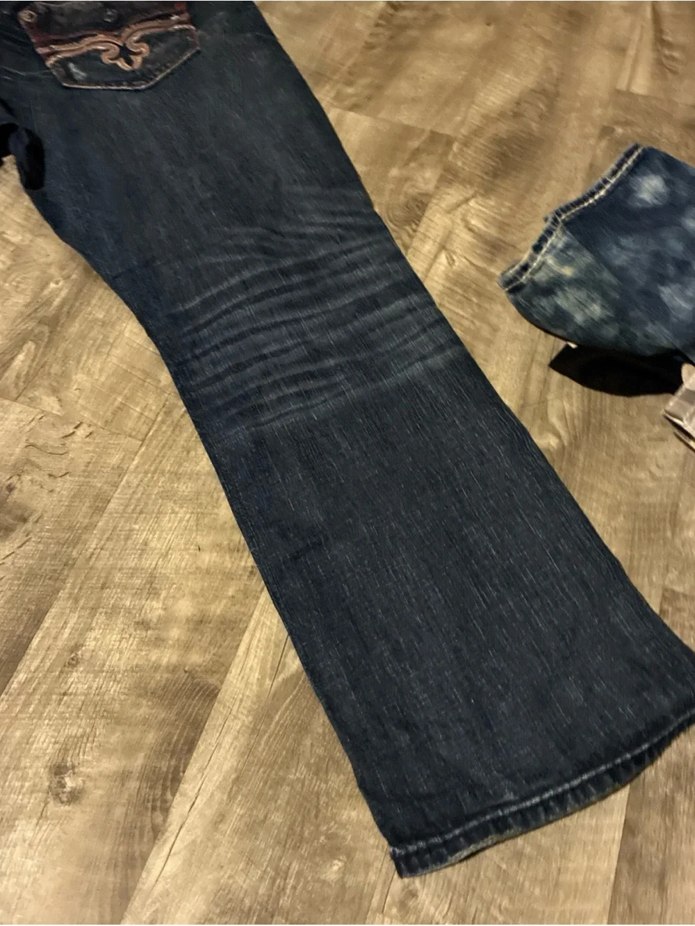 Vintage Rock Revival DAN Straight Jeans Men’s SZ 42 Blue Red Used Rare